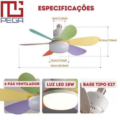 VENTILADOR C/ LED - CONTROLE REMOTO